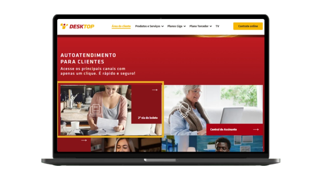 Passo 2 de 6 de como pagar a fatura Desktop na Área do Cliente Passo 2 de 6 de como pagar a fatura da Desktop no site, pela Área do Cliente.