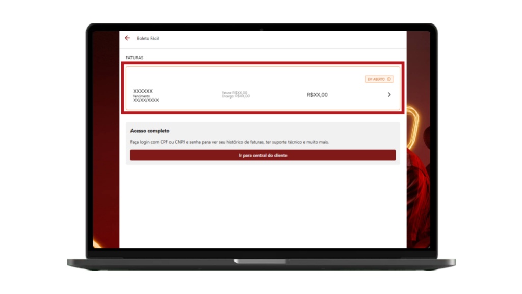 Passo 5 de 6 de como pagar a fatura Desktop na Área do Cliente Passo 5 de 6 de como pagar a fatura da Desktop no site, pela Área do Cliente.