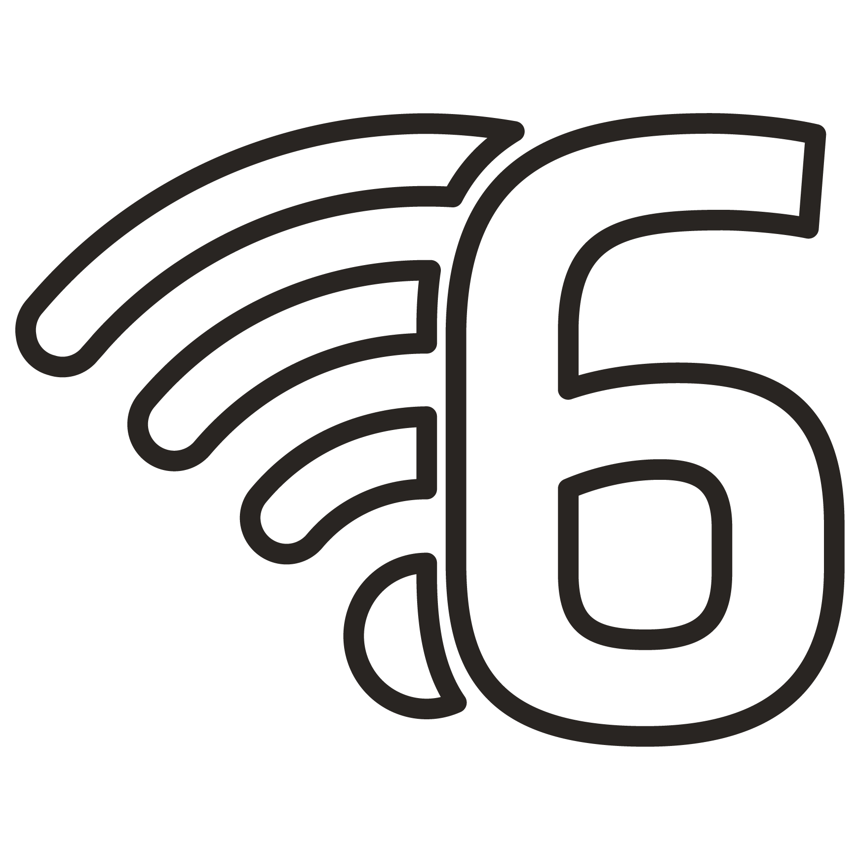 Ícone do Wi-Fi e o número 6