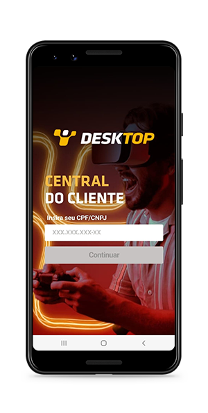 Celular com a tela de acesso ao aplicativo da Desktop