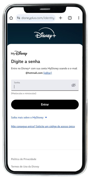 Passo 12 para ativar Disney+ no app da Desktop pelo celular