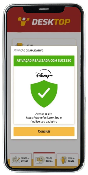 Passo 7 para ativar Disney+ no app da Desktop pelo celular