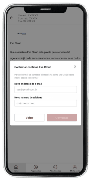 Passo 6 para ativar Exa Cloud no app da Desktop pelo celular