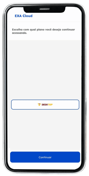 Passo 9 para ativar Exa Cloud no app da Desktop pelo celular