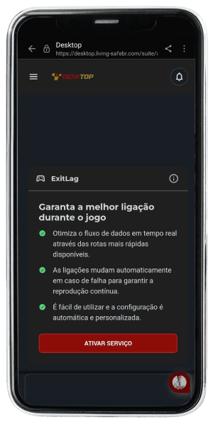Passo 11 para ativar ExitLag no app da Desktop pelo celular