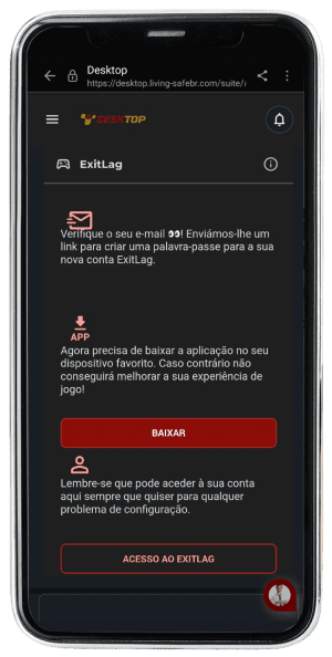 Passo 12 para ativar ExitLag no app da Desktop pelo celular
