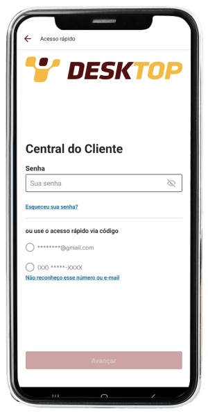 Passo 2 para ativar Kaspersky no app da Desktop pelo celular