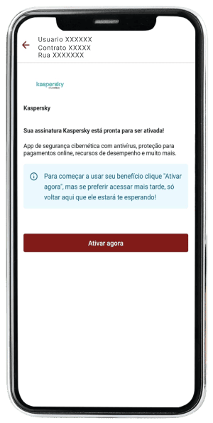 Passo 5 para ativar Kaspersky no app da Desktop pelo celular