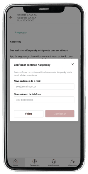 Passo 6 para ativar Kaspersky no app da Desktop pelo celular
