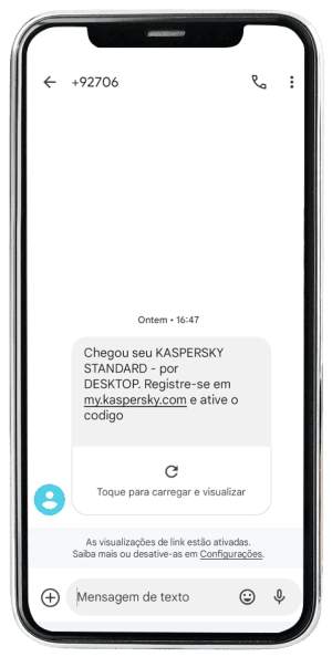 Passo 7 para ativar Kaspersky no app da Desktop pelo celular