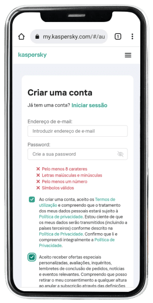 Passo 10 para ativar Kaspersky no app da Desktop pelo celular