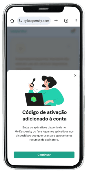 Passo 16 para ativar Kaspersky no app da Desktop pelo celular