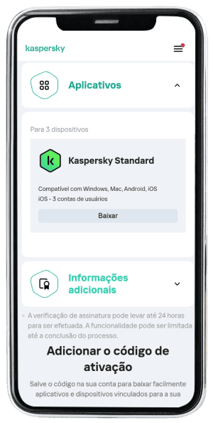 Passo 17 para ativar Kaspersky no app da Desktop pelo celular