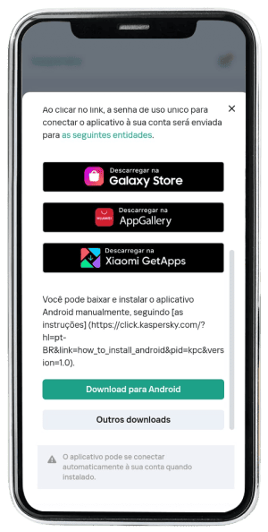 Passo 18 para ativar Kaspersky no app da Desktop pelo celular