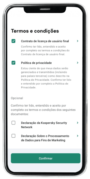 Passo 22 para ativar Kaspersky no app da Desktop pelo celular