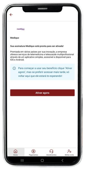 Passo 5 para ativar MediQuo no app da Desktop pelo celular