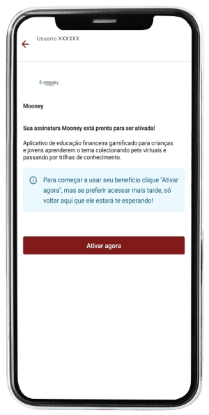 Passo 5 para ativar Money Edu no app da Desktop pelo celular