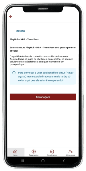 Passo 5 para ativar NBA Team Pass no app da Desktop pelo celular