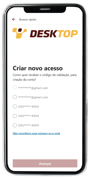 Passo 3 para ativar o app da Desktop pelo celular