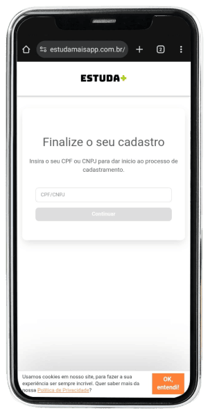 Passo 1 para ativar Estuda+ pelo celular