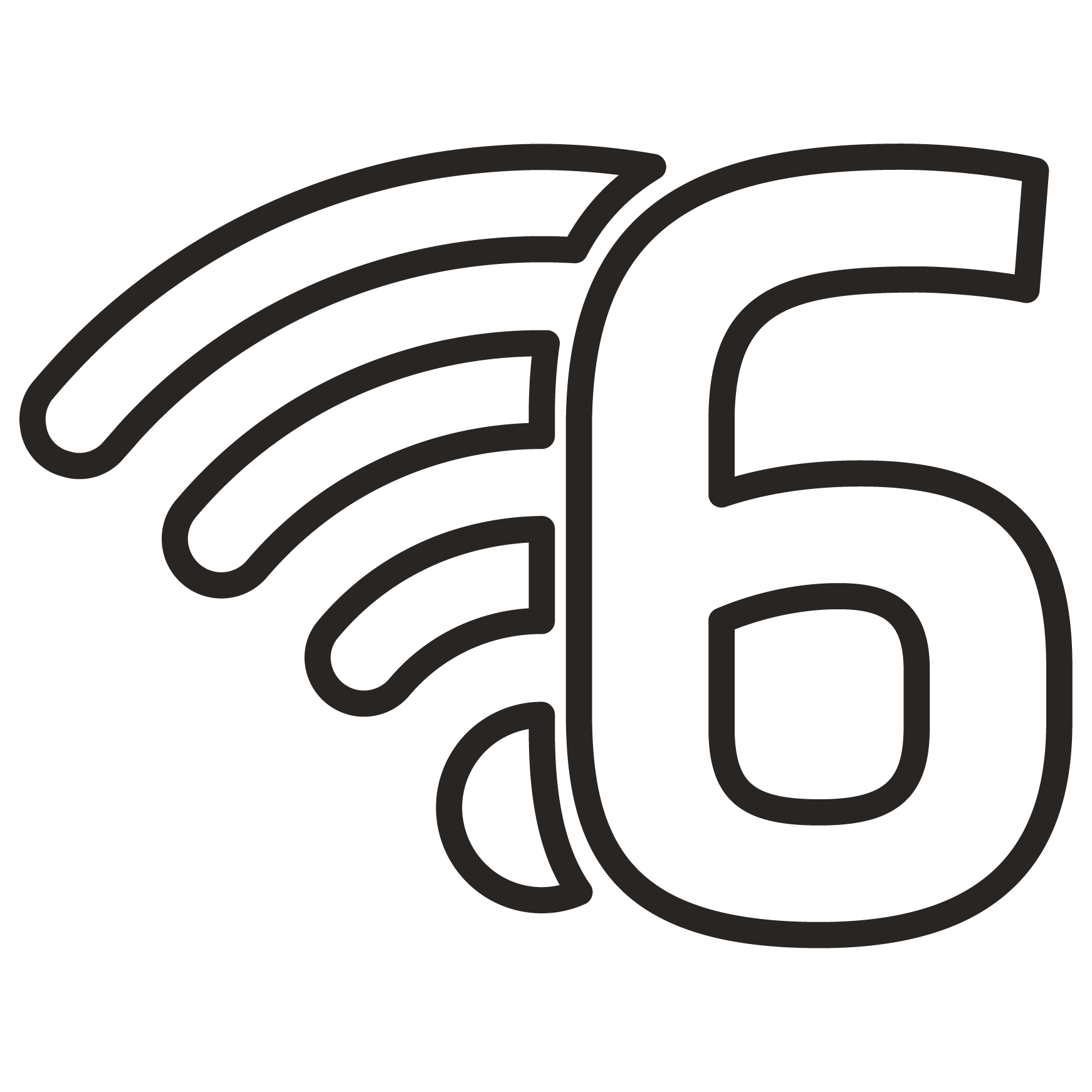 Ícone do Wi-Fi e o número 6